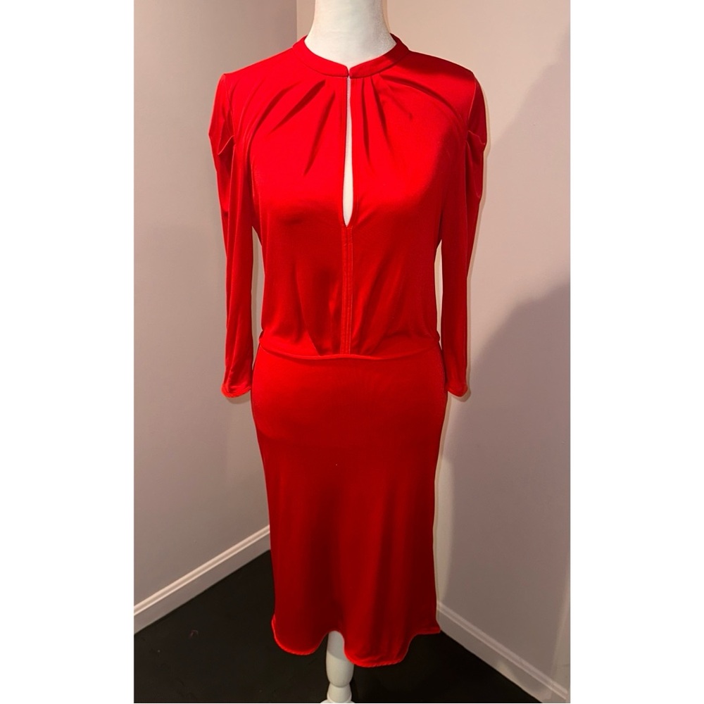 Silk Rachel Roy Vibrant Red Long Sleeve Dress
